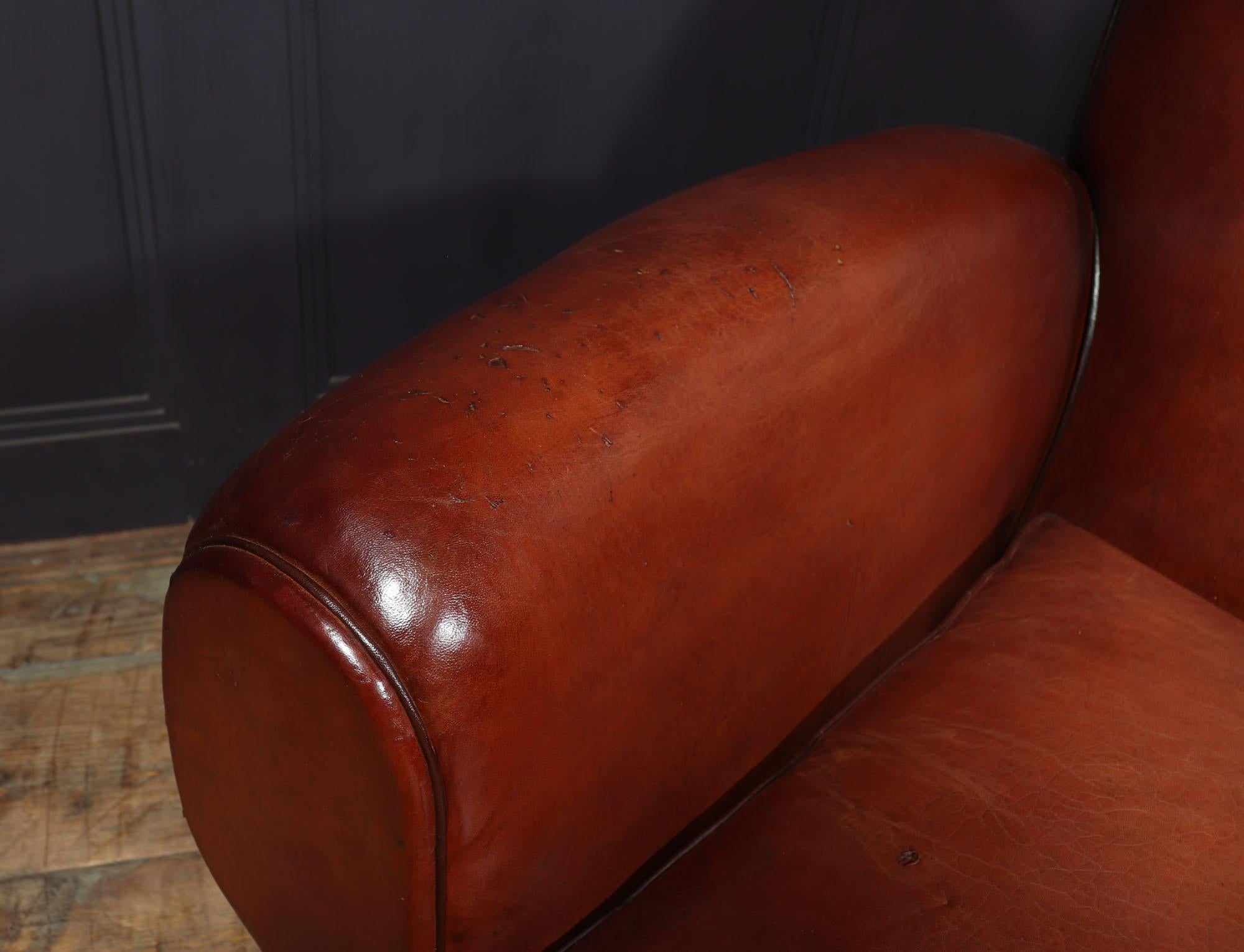 French Moustache Back Leather Club Chair For Sale 10