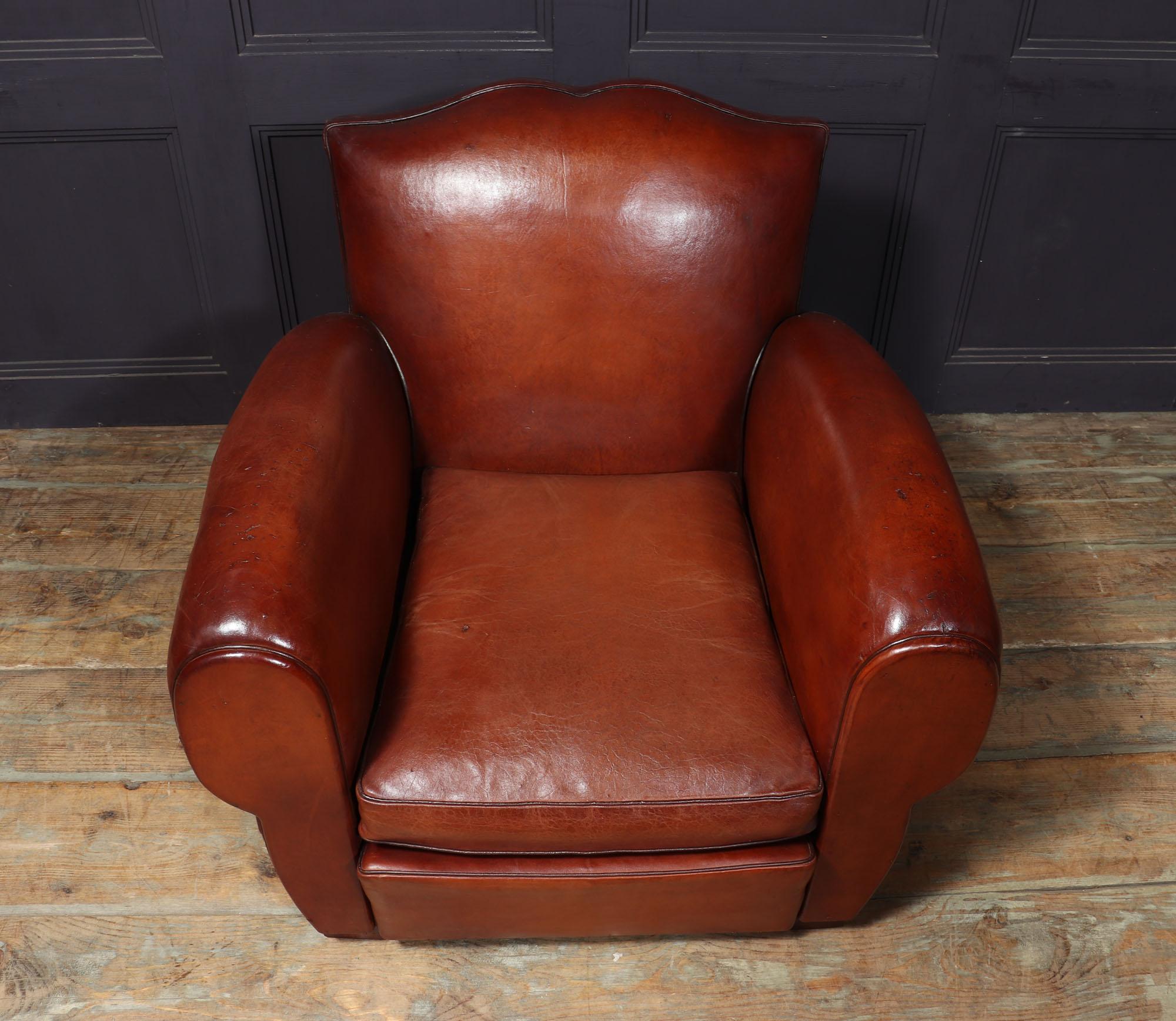 French Moustache Back Leather Club Chair For Sale 1