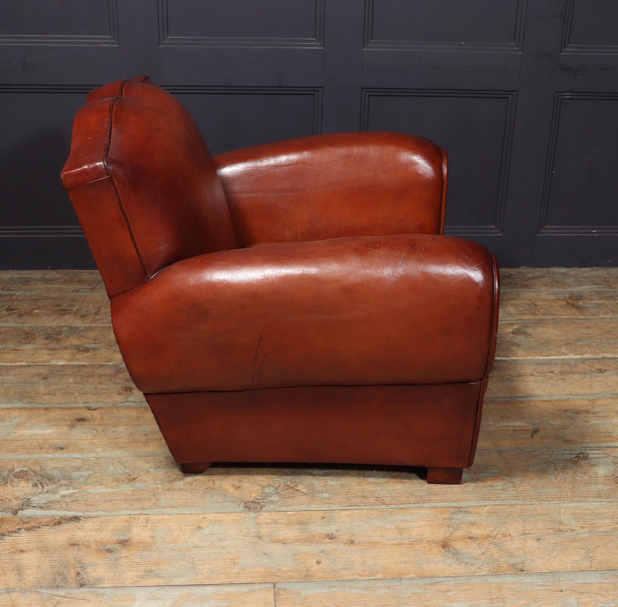 French Moustache Back Leather Club Chair For Sale 2