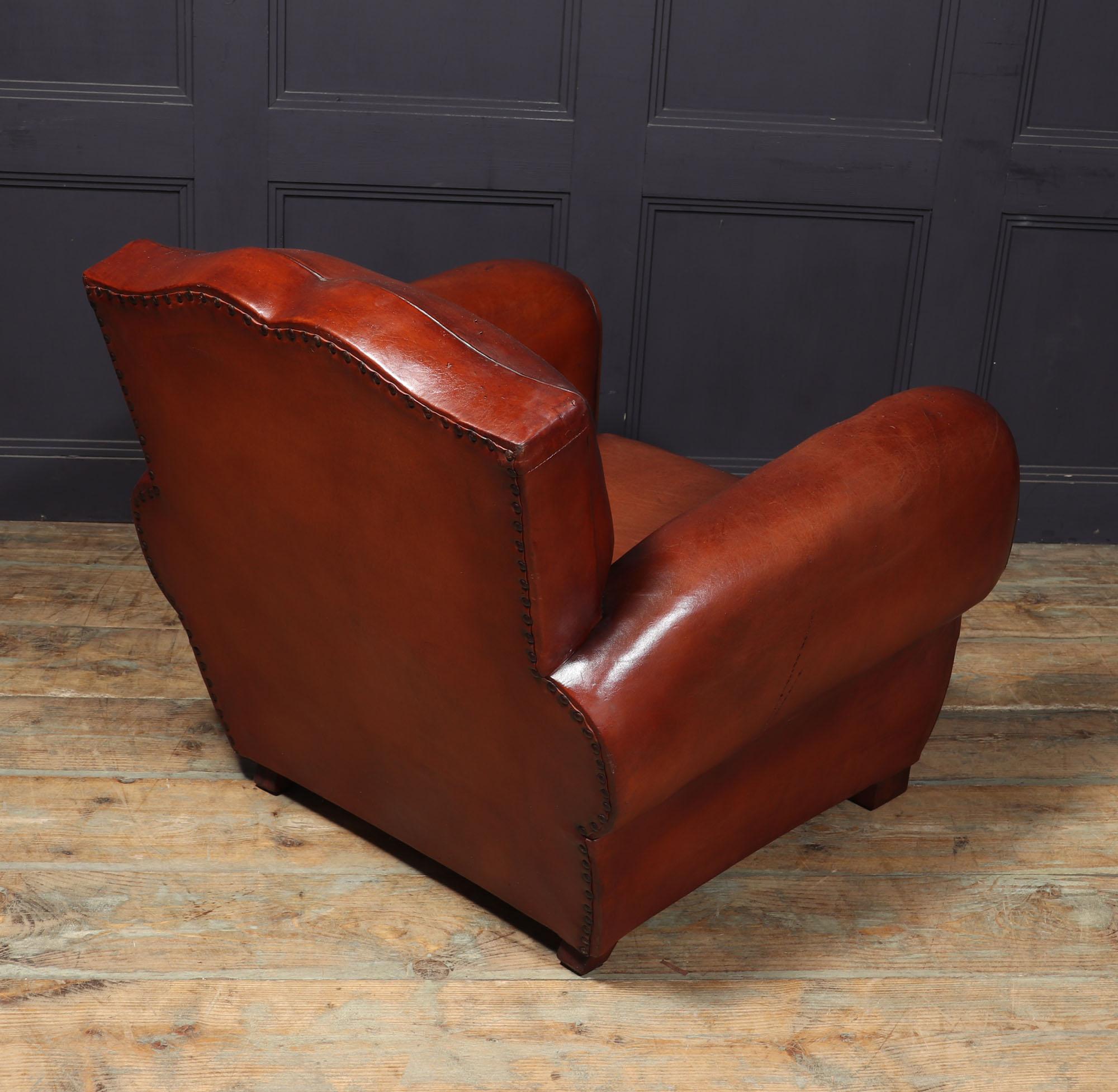 French Moustache Back Leather Club Chair For Sale 3