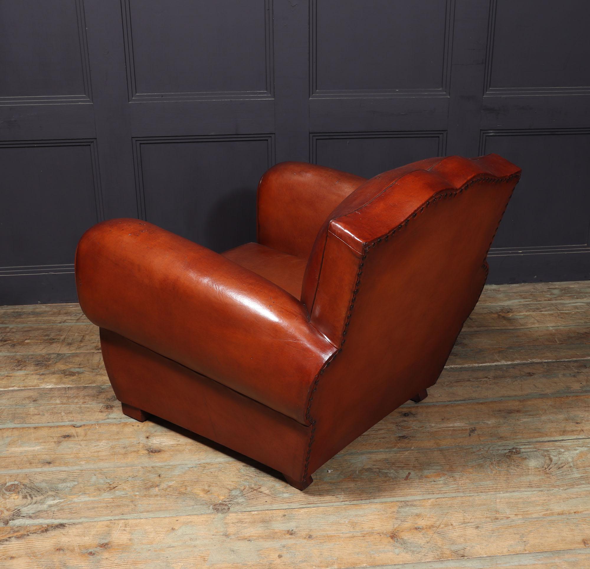 French Moustache Back Leather Club Chair For Sale 4