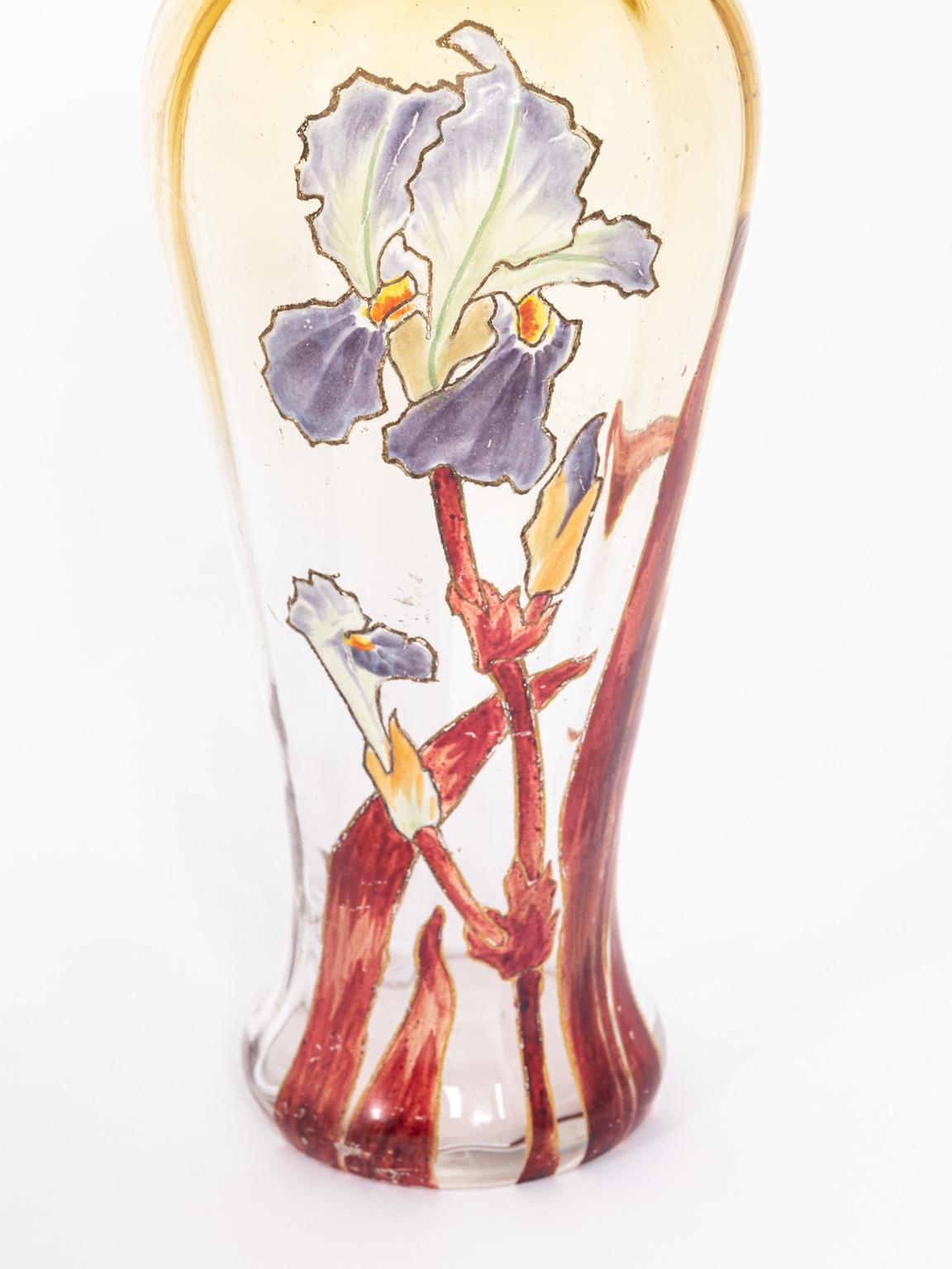 Enameled French Mt. Joye Hand Painted Vase