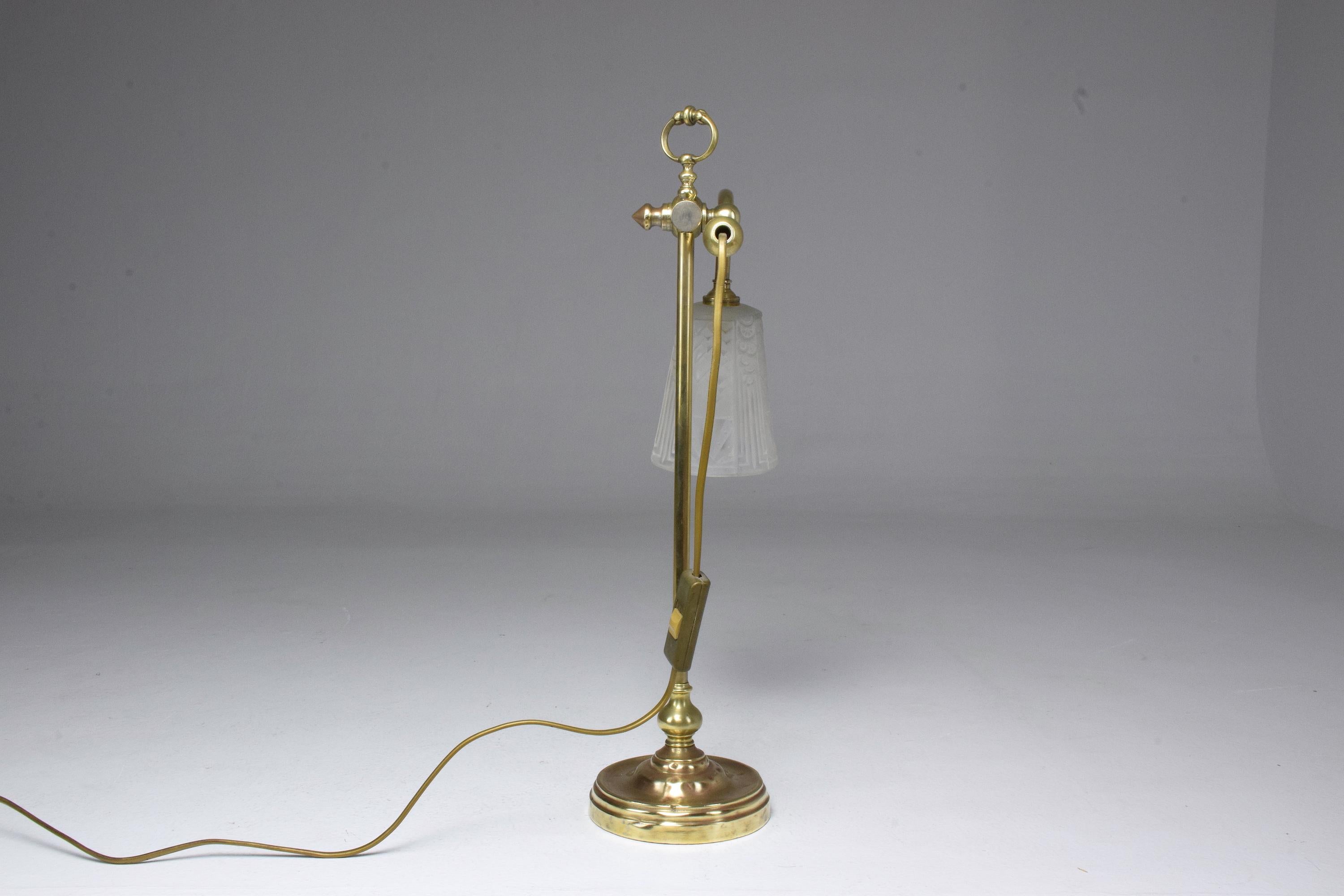 French Muller Freres Art Deco Brass Table Lamp, 1930s 5