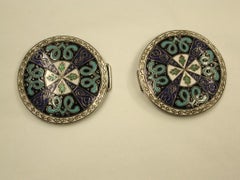 French Multicoloured Enamel and Silver Buckle, Paris, France, circa 1880
