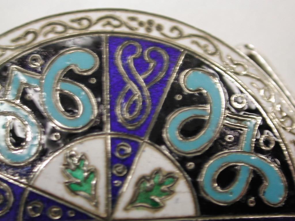 French Multicoloured Enamel and Silver Buckle, Paris, France, circa 1880 For Sale 2