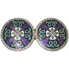 French Multicoloured Enamel and Silver Buckle, Paris, France, circa 1880