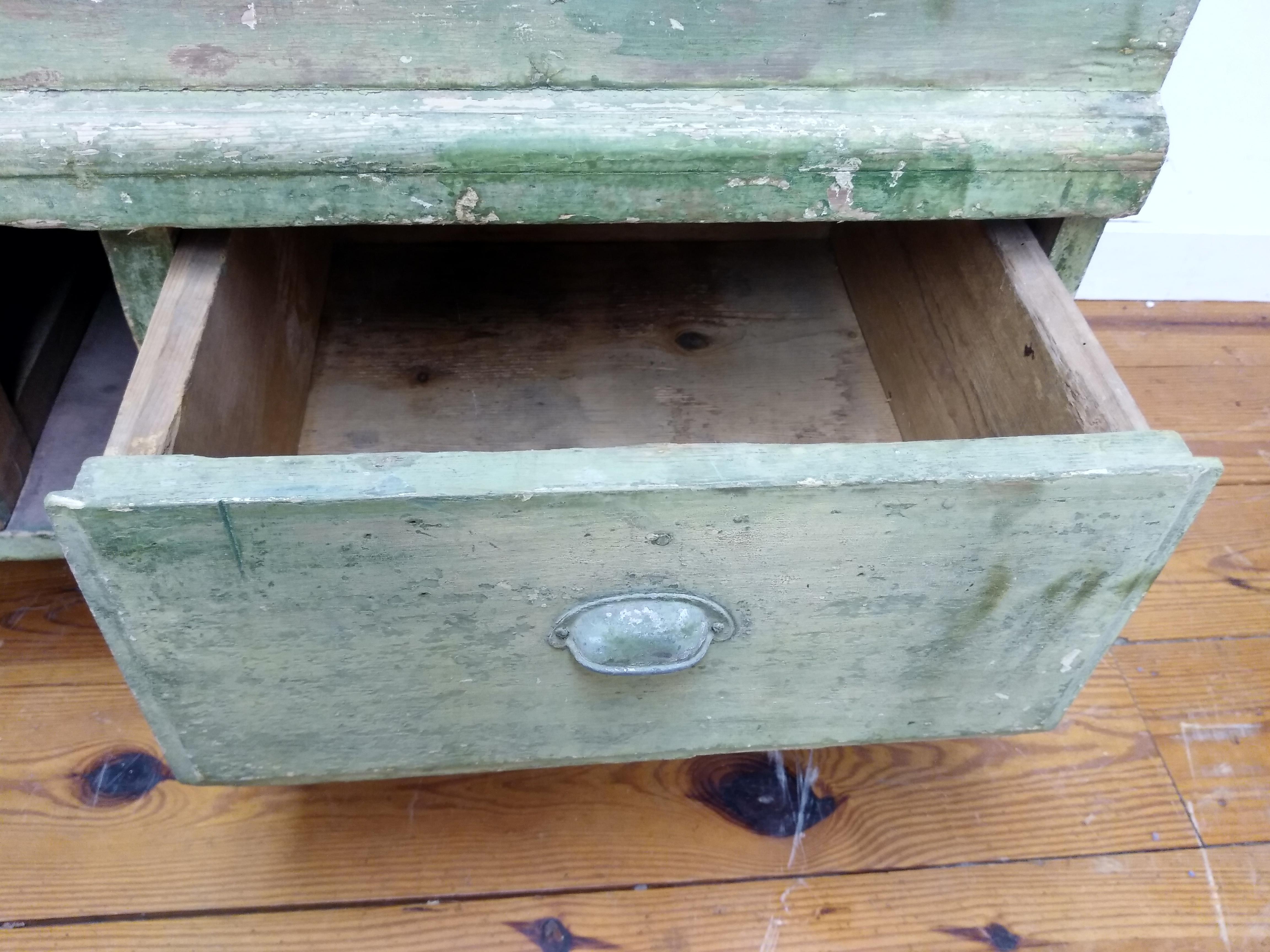 French Multi-Drawer Painted Seed Cabinet, 1910 In Distressed Condition In Sheffield, MA