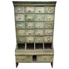 French Multi-Drawer Painted Seed Cabinet, 1910