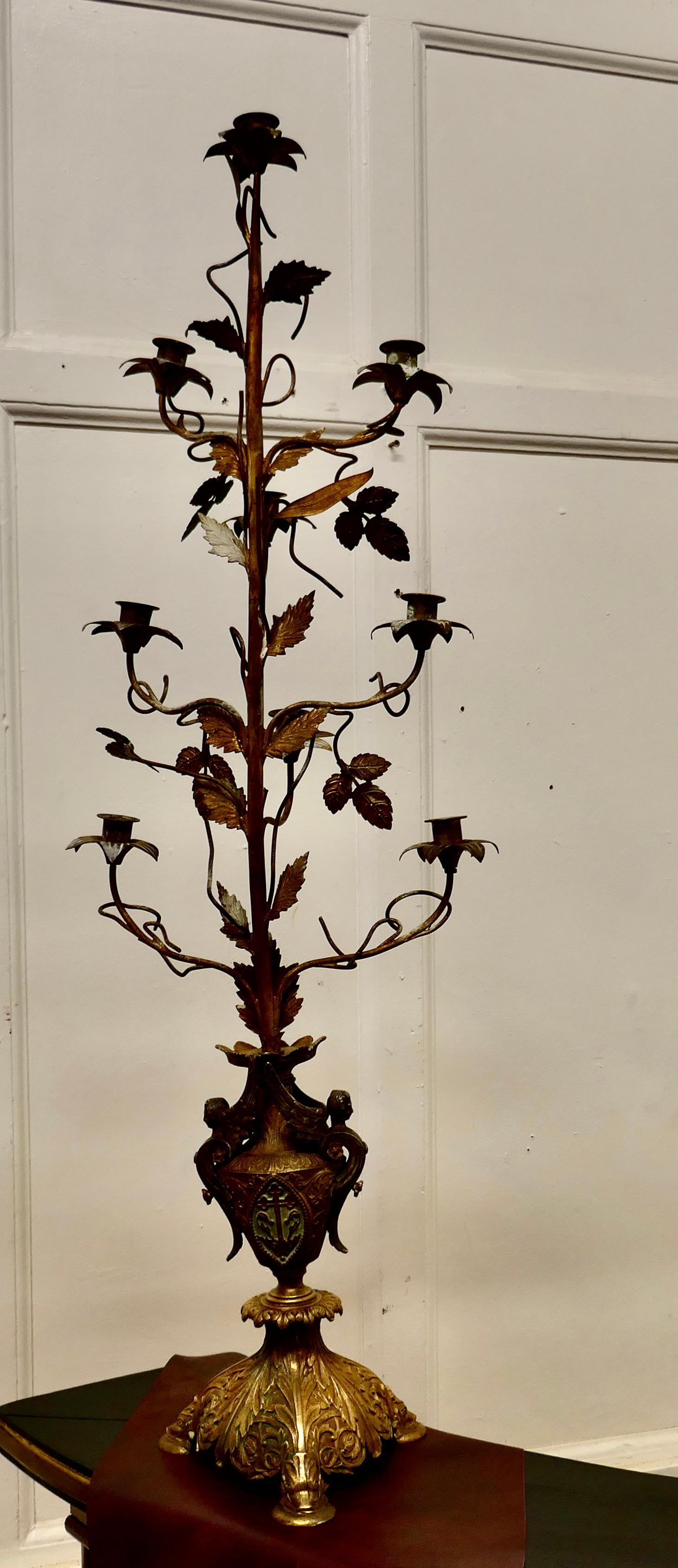 French Multi Sconce Toleware Gilded Lamp 4