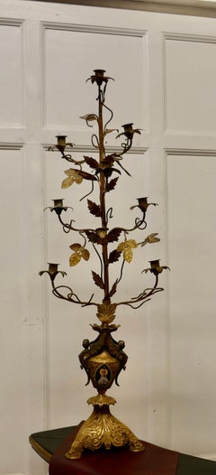 French Multi Sconce Toleware Gilded Lamp