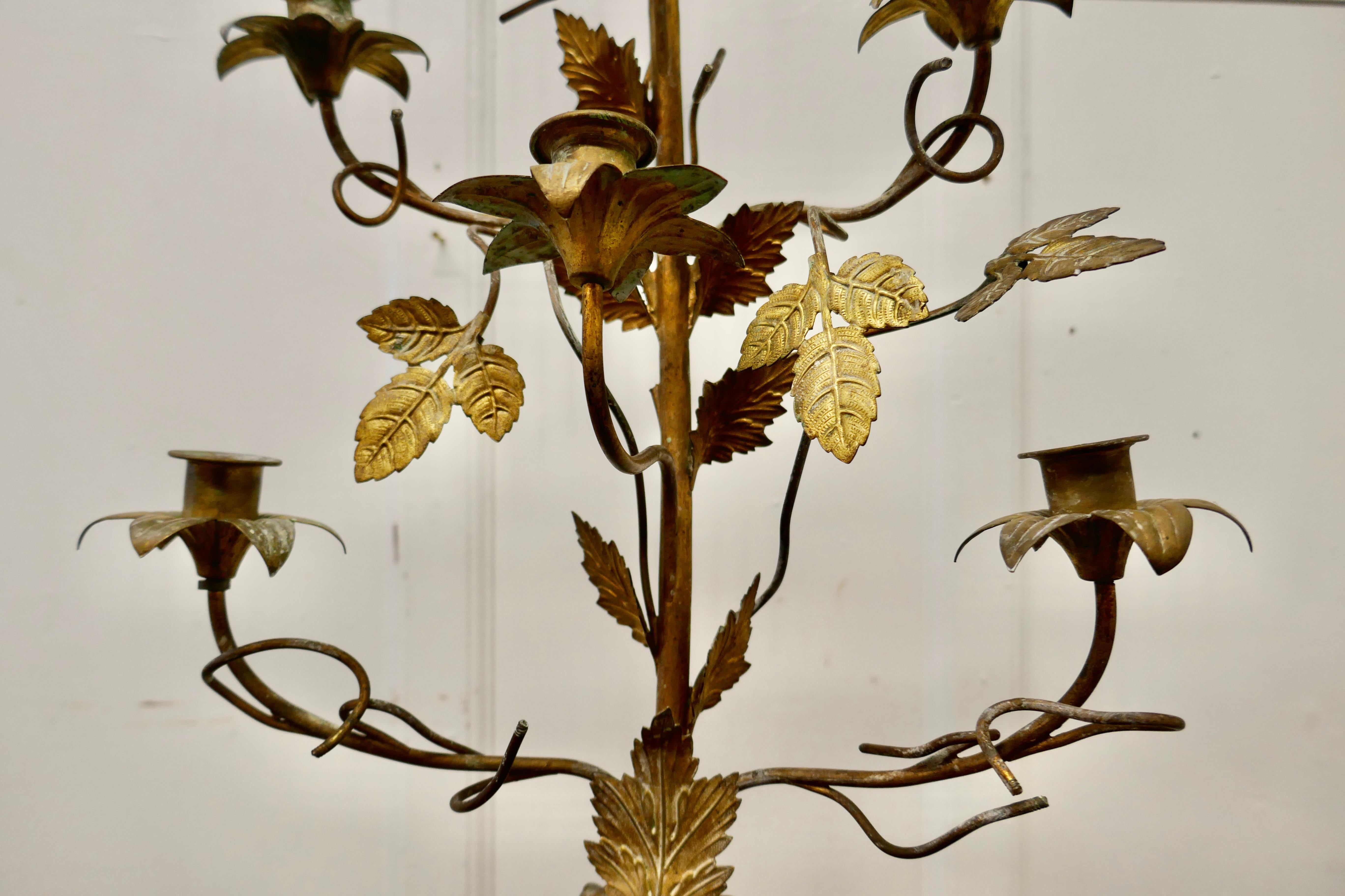 Tin French Multi Sconce Toleware Gilded Lamp