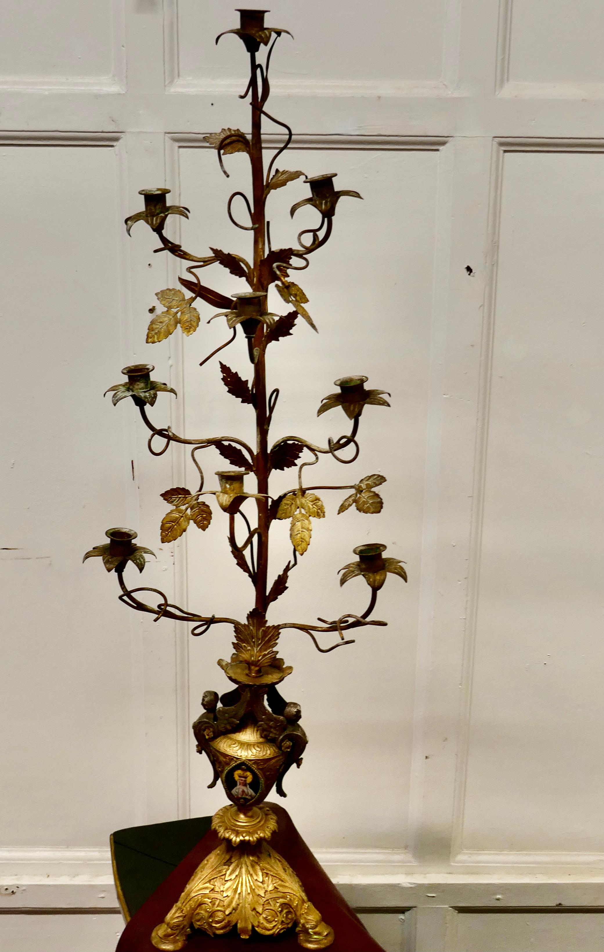 French Multi Sconce Toleware Gilded Lamp 1