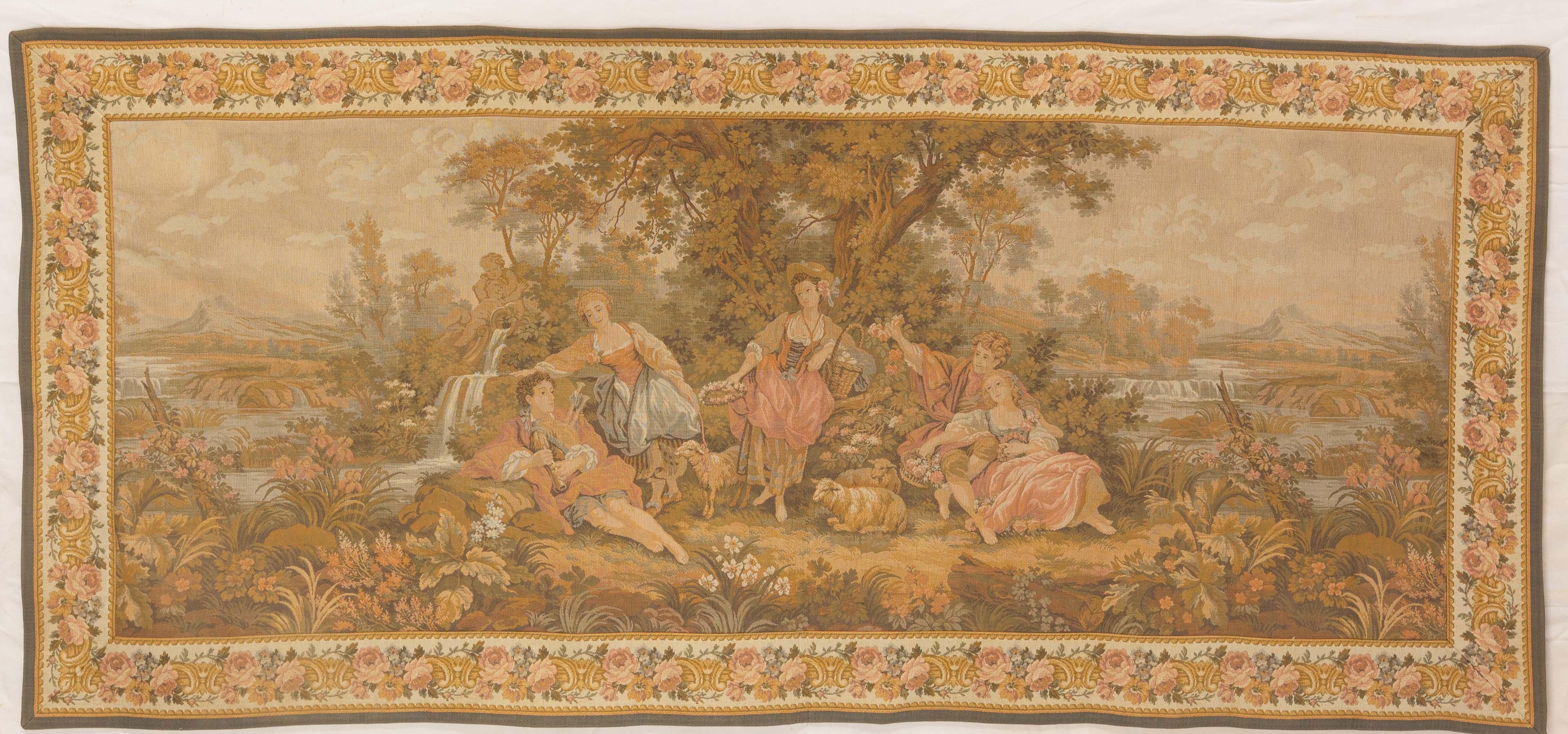 French mural tapestry from the manufactory « Panneaux Gobelins » JP Paris
Made circa 1900, this tapestry was made after a painting by François Boucher named 