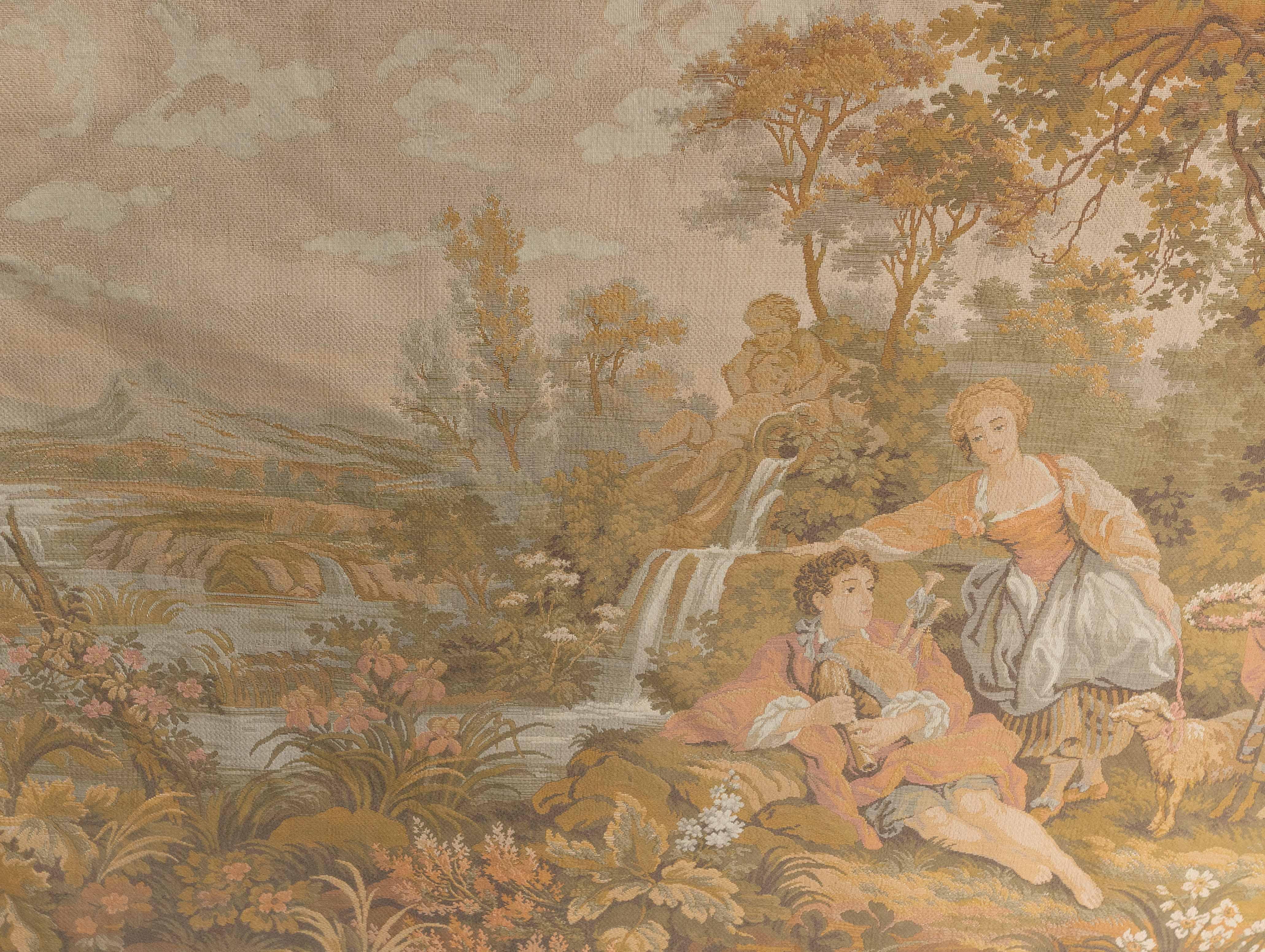 20th Century French Mural Louis XV Tapestry Romantic Scenes Francois Boucher, Early 20th C For Sale