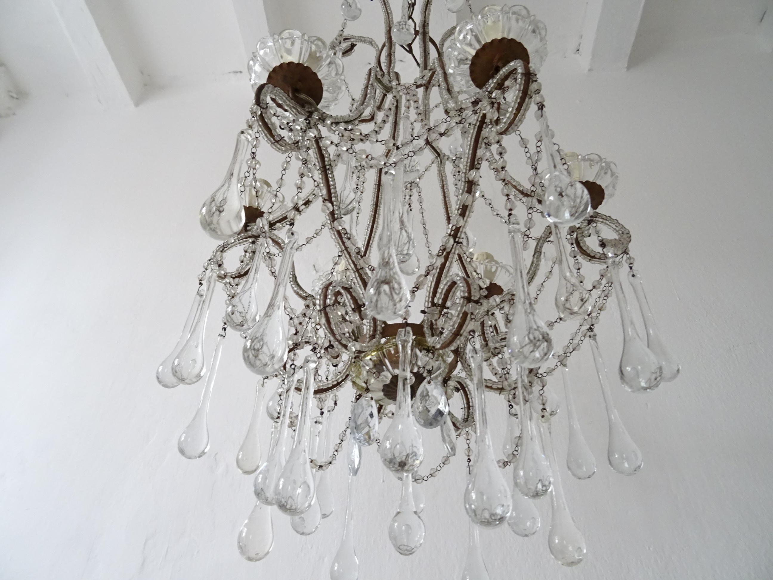 French Murano Drops and  Bobeches Big Chandelier, circa 1900 5