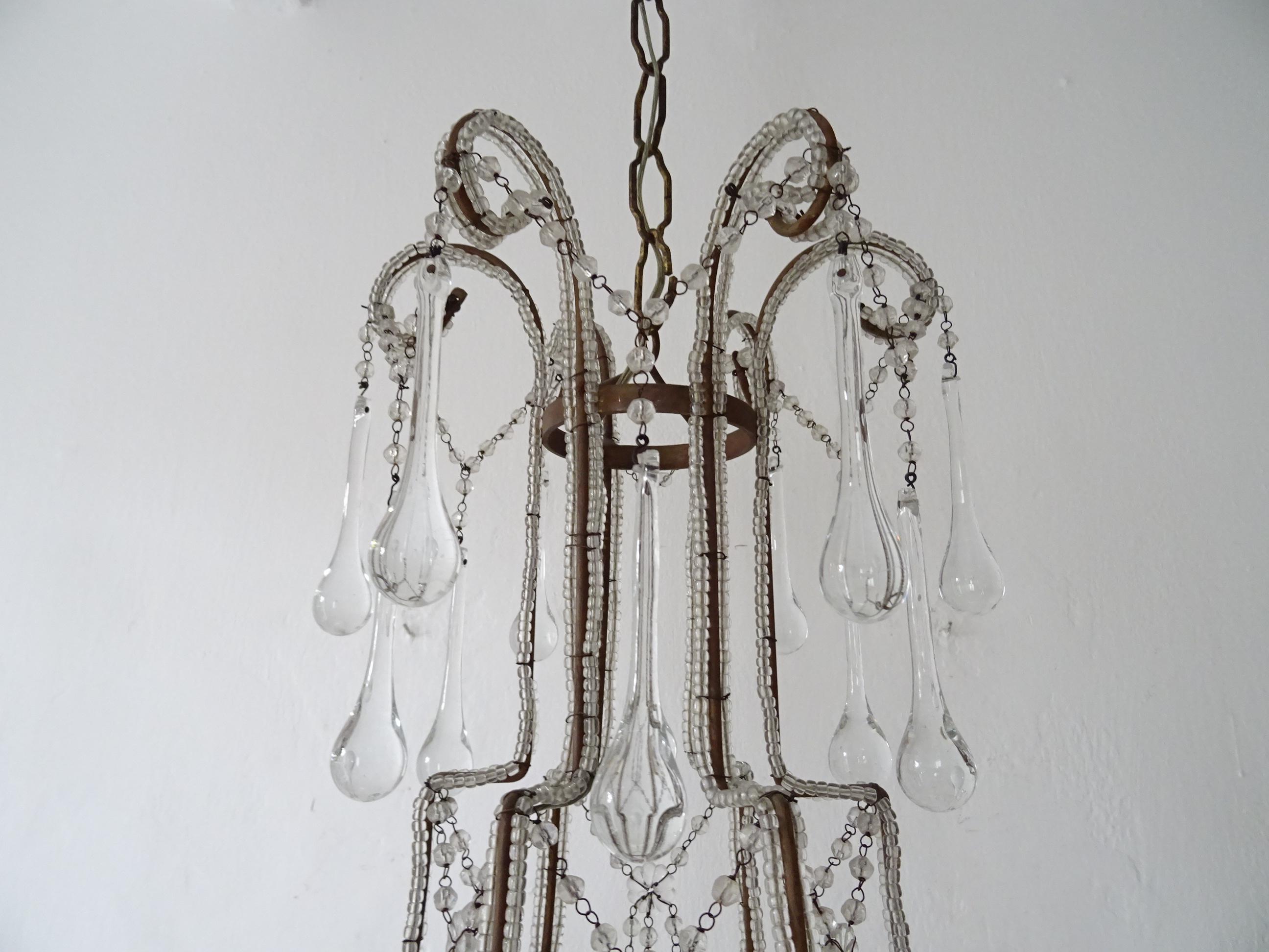 French Murano Drops and  Bobeches Big Chandelier, circa 1900 In Good Condition In Modena (MO), Modena (Mo)