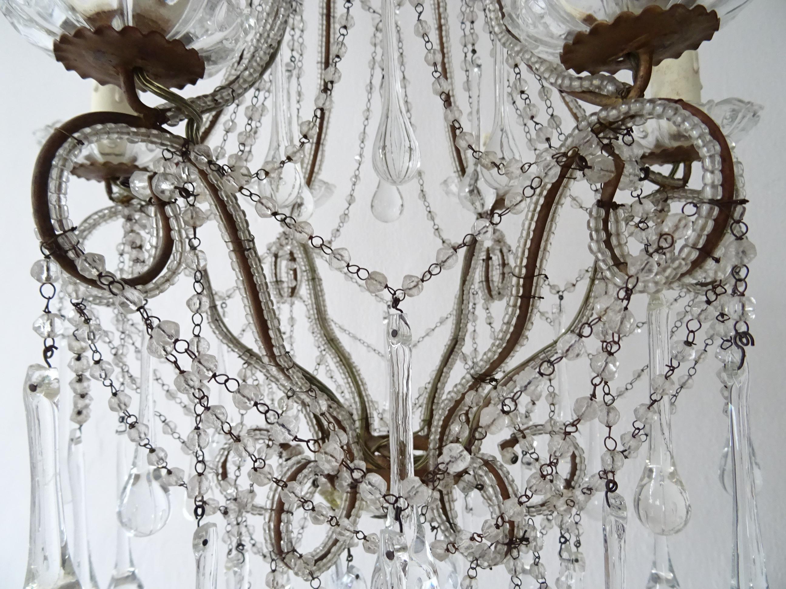 Crystal French Murano Drops and  Bobeches Big Chandelier, circa 1900