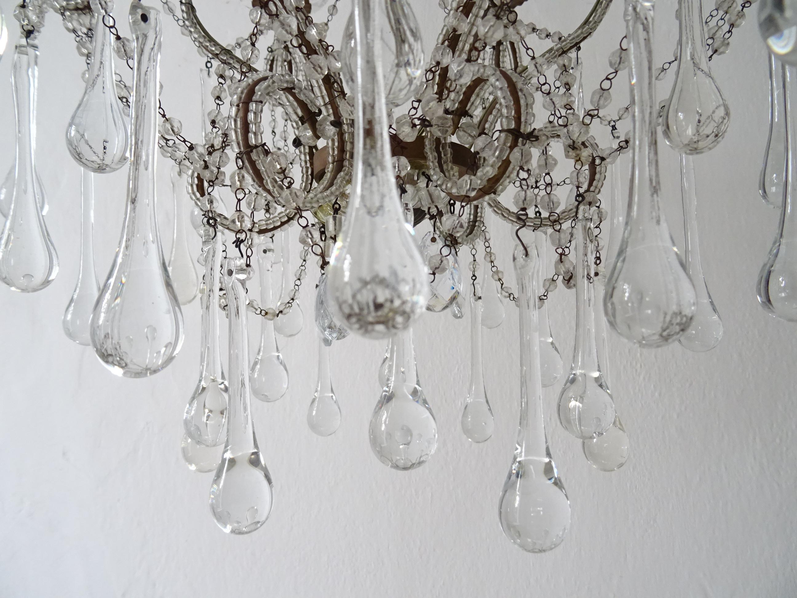 French Murano Drops and  Bobeches Big Chandelier, circa 1900 1