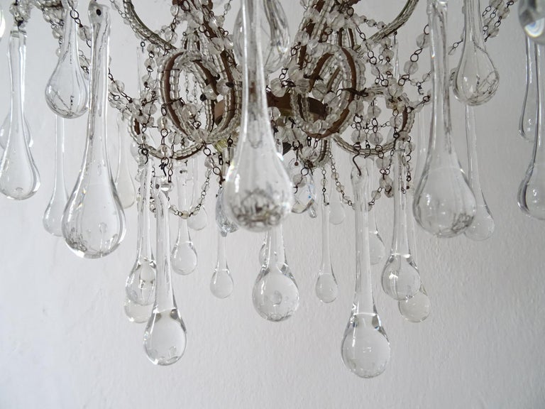 French Murano Drops and Bobeches Big Chandelier, circa 1900 For Sale at