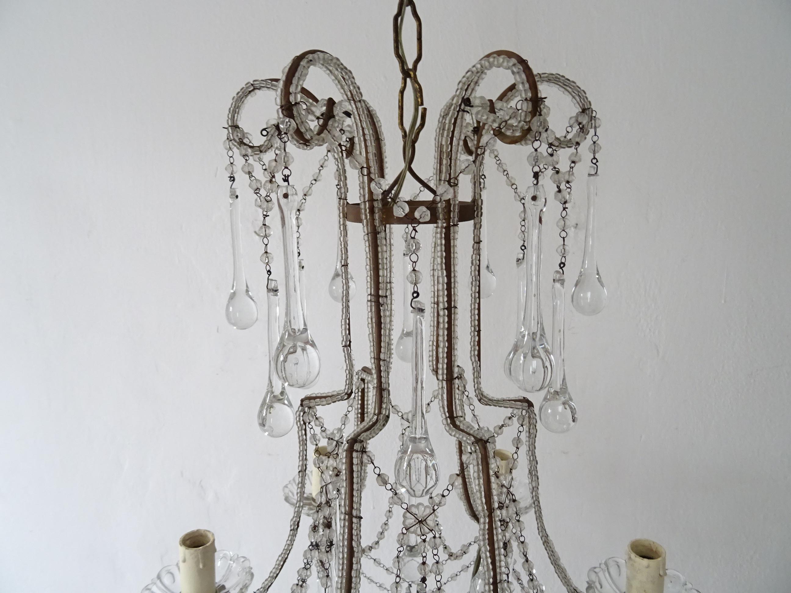 French Murano Drops and  Bobeches Big Chandelier, circa 1900 2