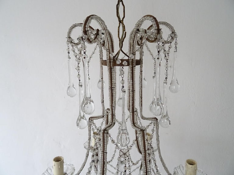 French Murano Drops and Bobeches Big Chandelier, circa 1900 For Sale at