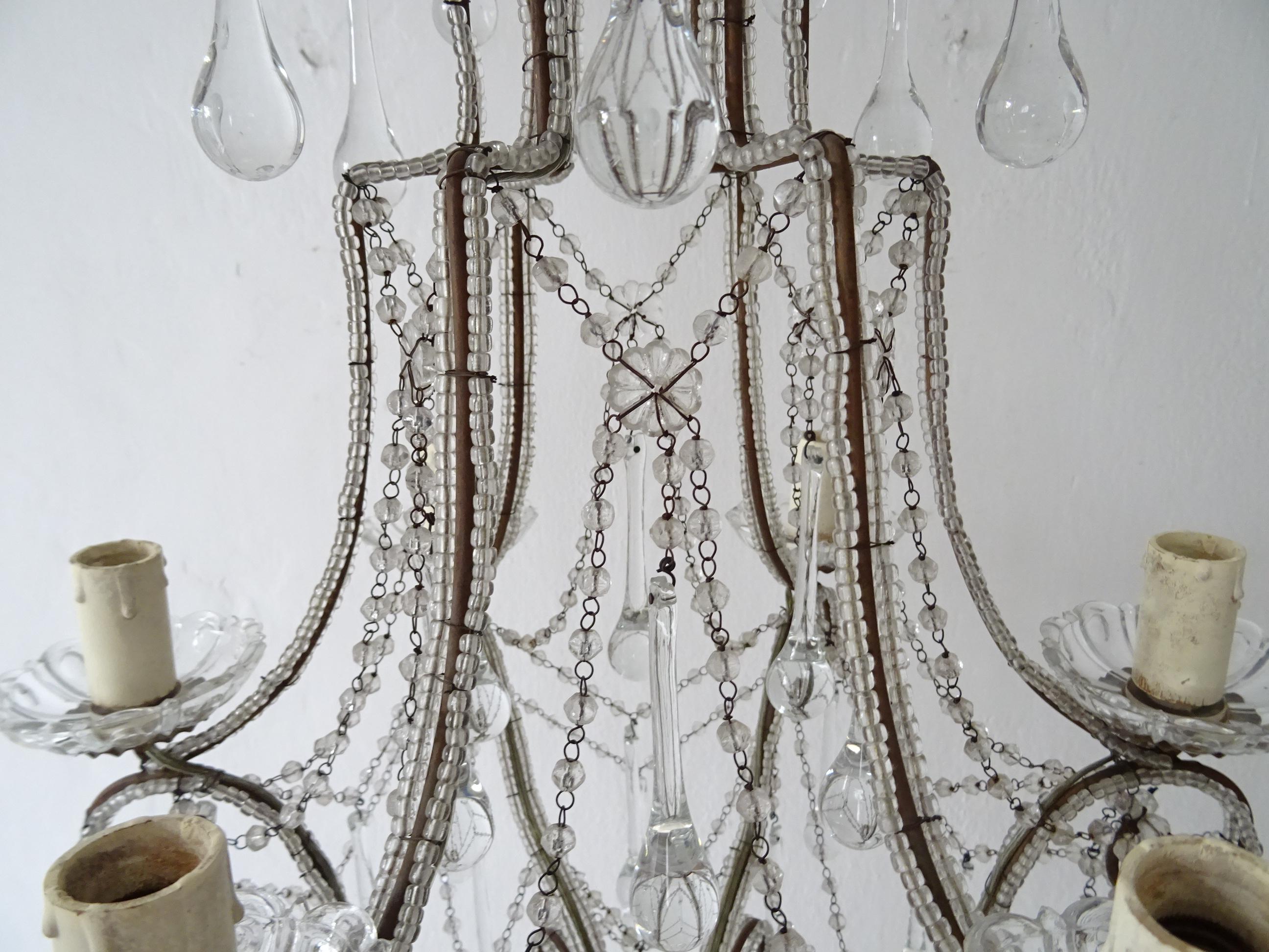 French Murano Drops and  Bobeches Big Chandelier, circa 1900 3