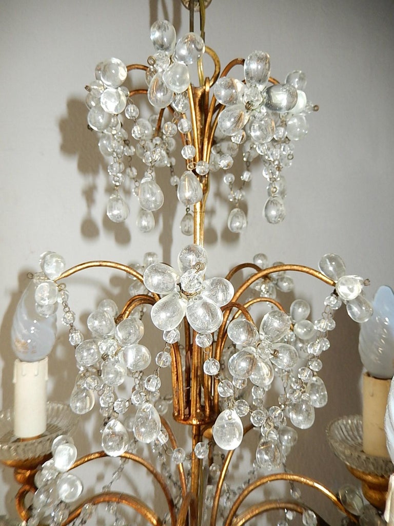French Murano Drops Flowers and Swags Chandelier, circa 1920 For Sale