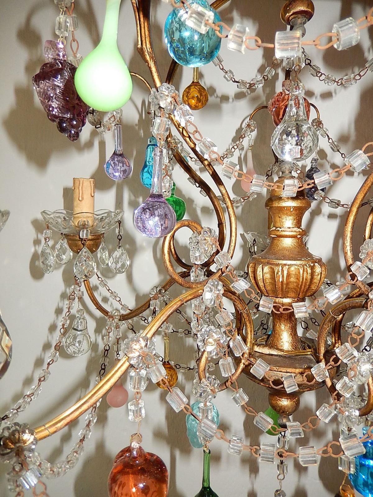 French Murano Fruit and Drops Crystal Swags Chandelier, circa 1920 In Good Condition In Firenze, Toscana