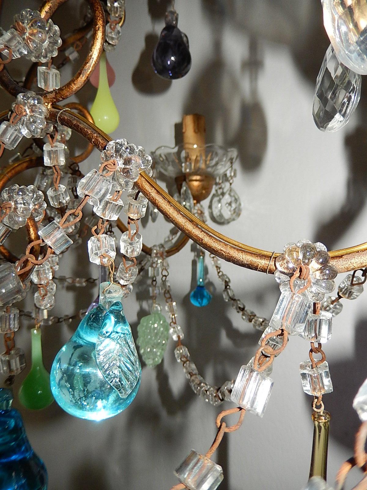French Murano Fruit and Drops Crystal Swags Chandelier, circa 1920 1