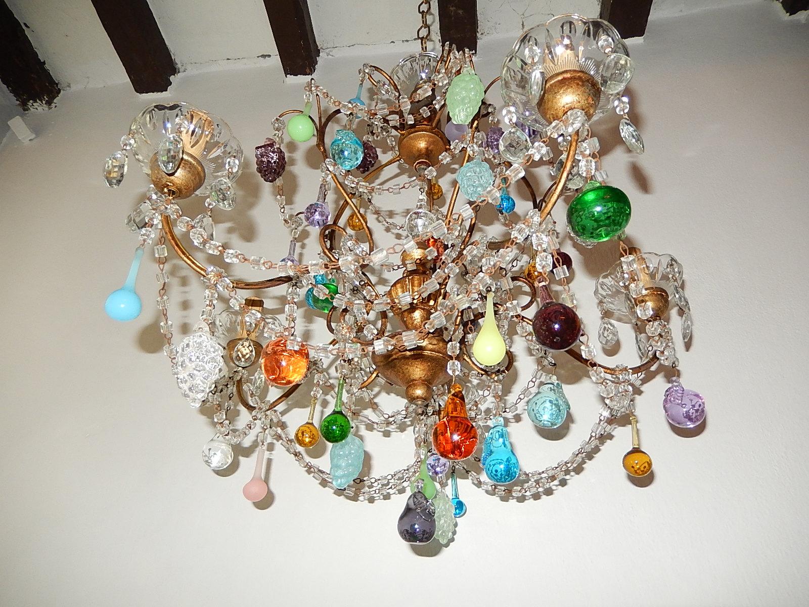 French Murano Fruit and Drops Crystal Swags Chandelier, circa 1920 2