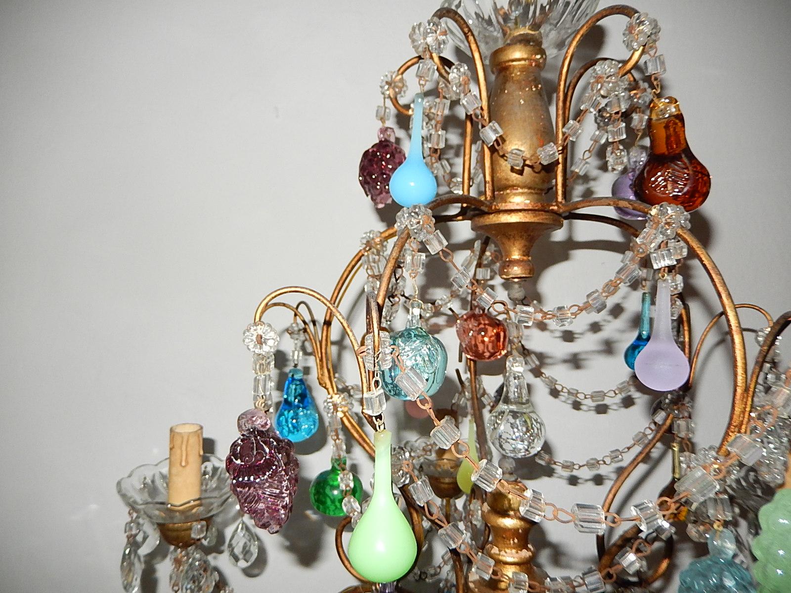 French Murano Fruit and Drops Crystal Swags Chandelier, circa 1920 3