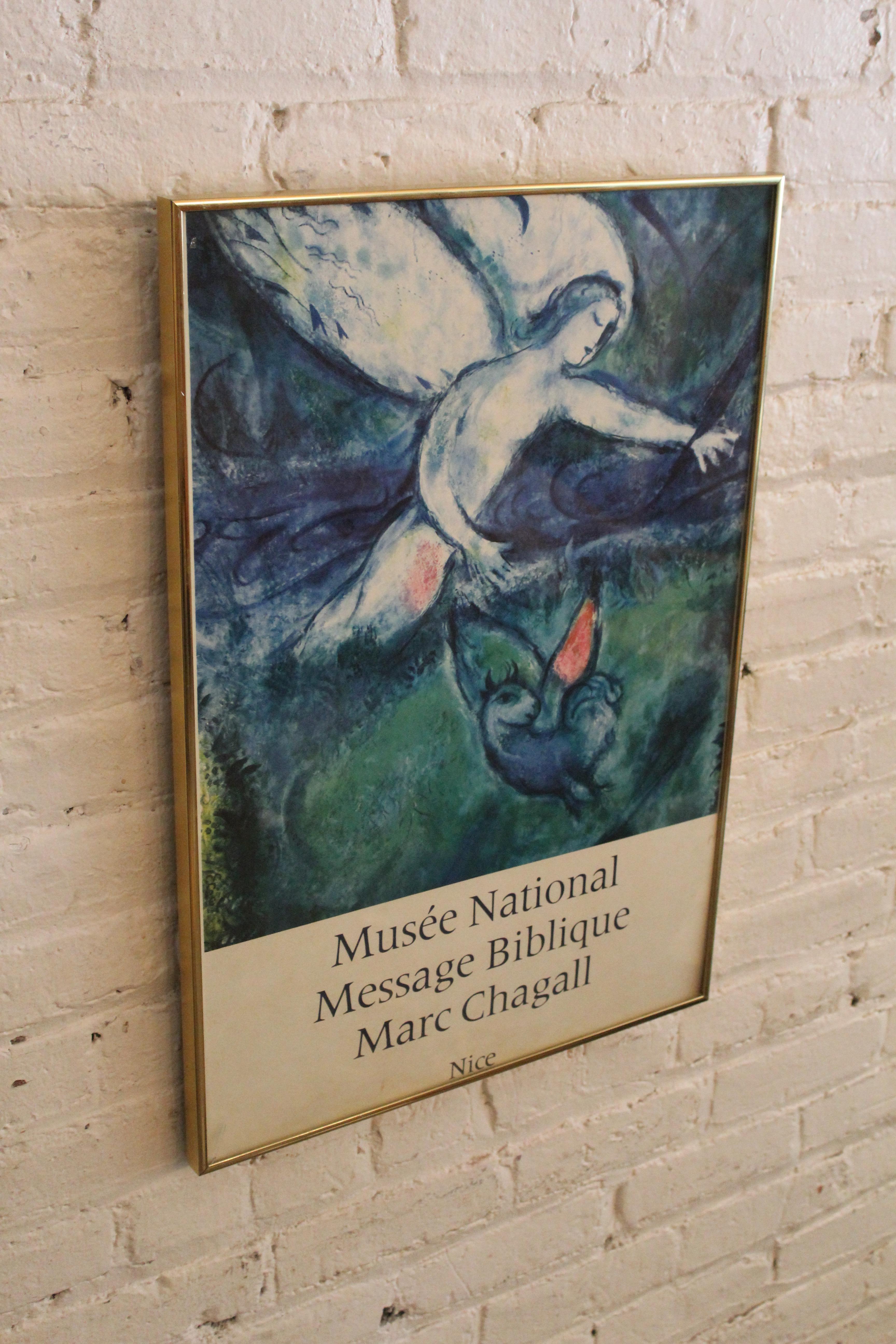 Mid-Century Modern French Musée National Marc Chagall Exhibition Lithograph c. 1973 For Sale