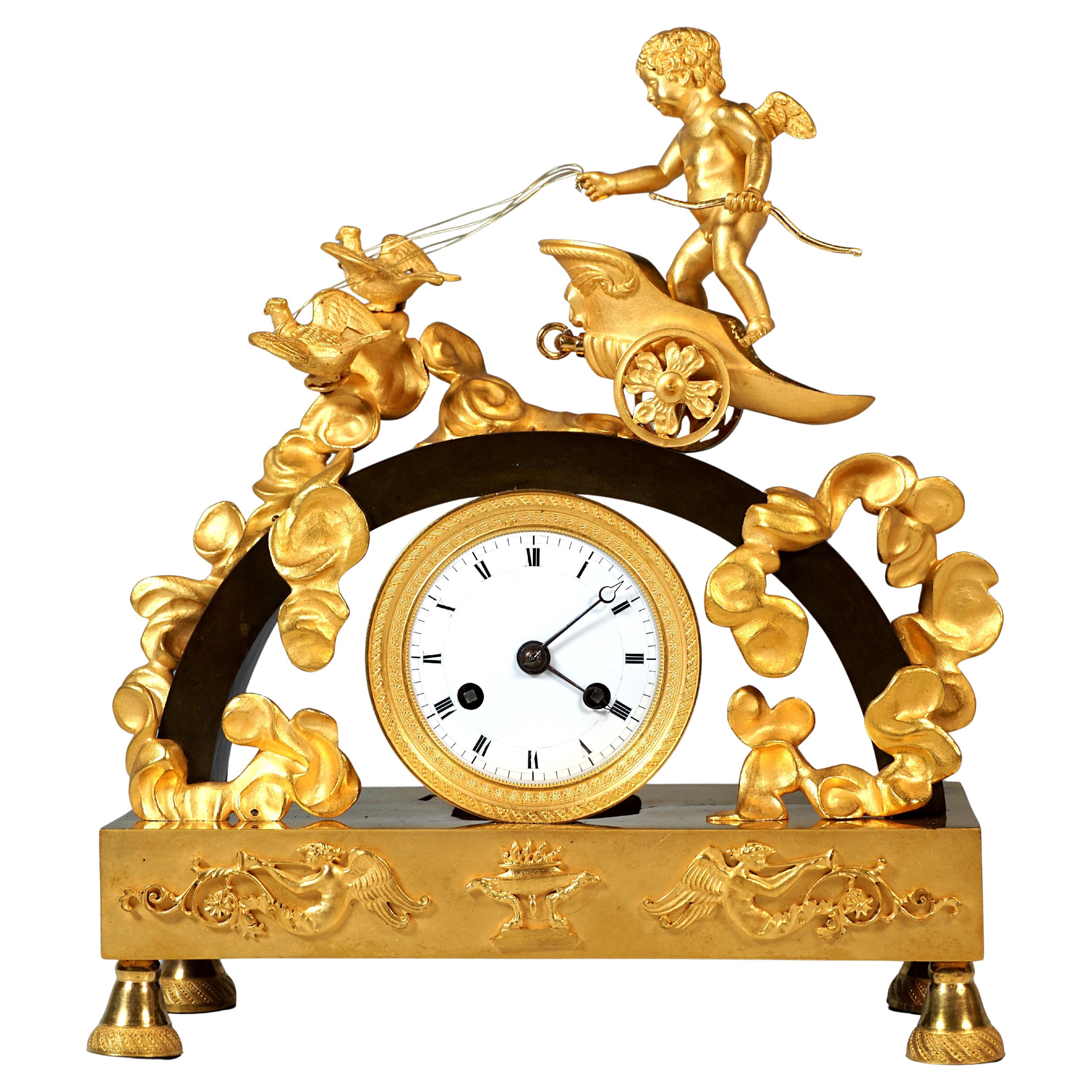 French Museum Ormolu Mantle Clock, Pendule 'Au Char', Thomire, Paris, Ca 1820