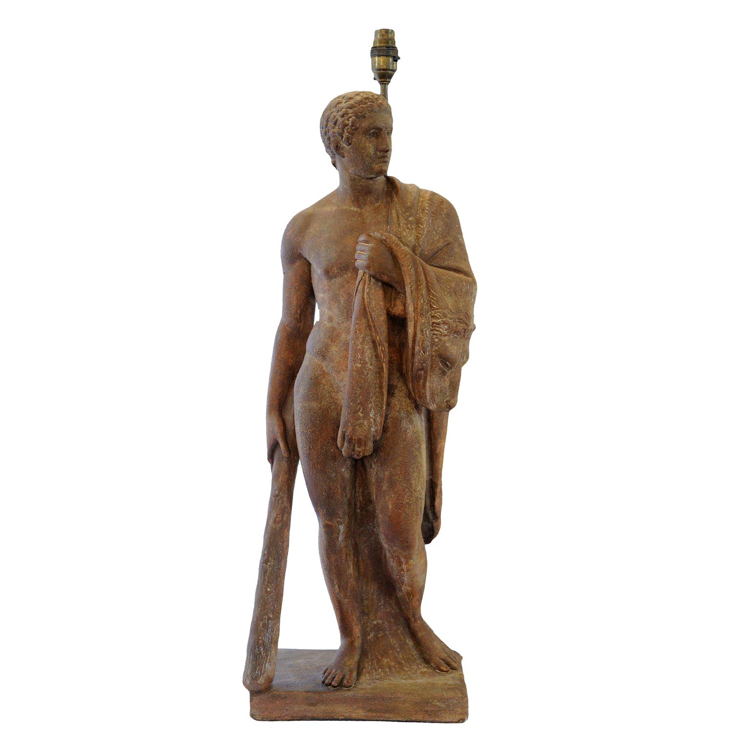 French Museum Plaster Copy of the Young Hercules Table Lamp, circa 1880 For Sale