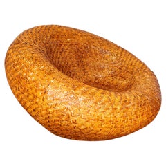 Poltrona relax French Mushroom in rattan, anni '70, grande, di grande impatto, bionda, XL, MCM