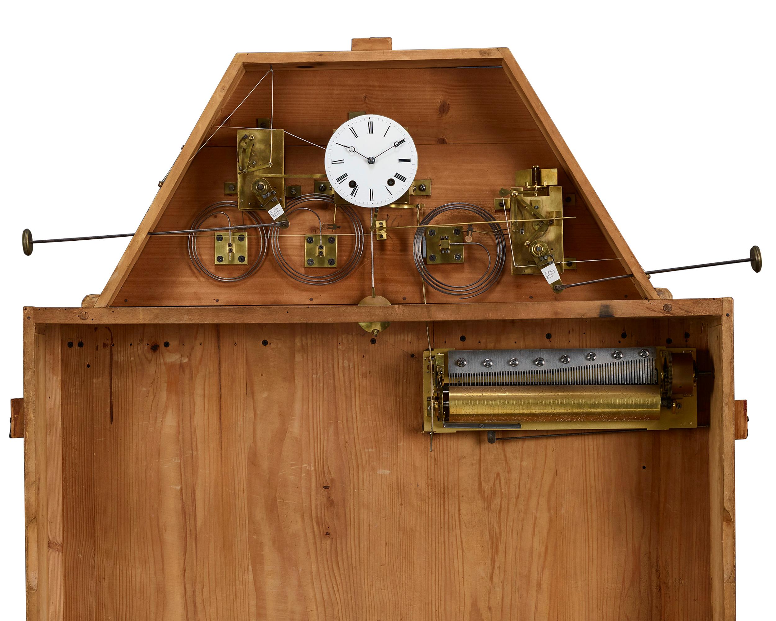 Wood French Musical Automation Picture Clock