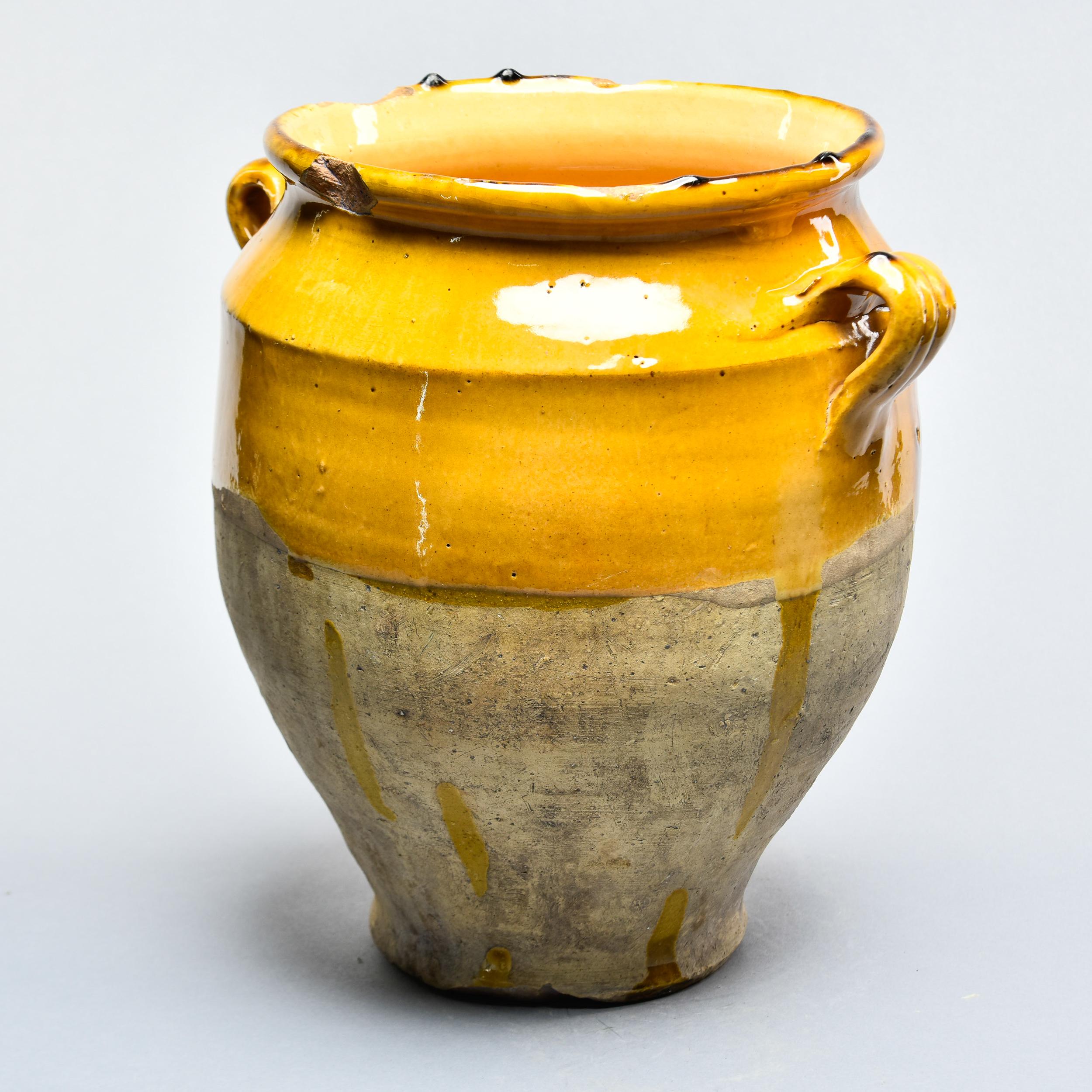 French Provincial French Mustard Glazed Confit Jar with Dark Streaks