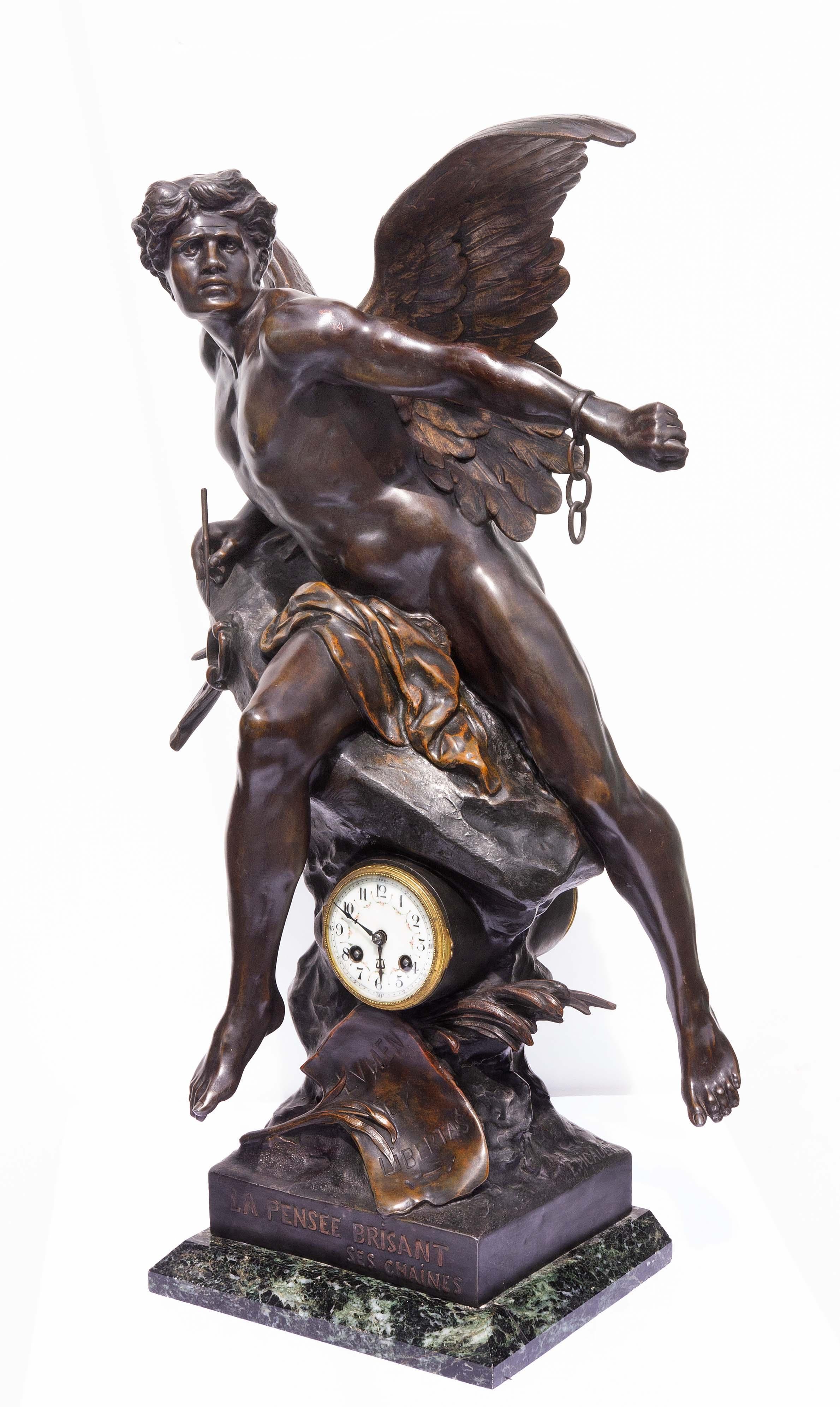 French Mythological Figural Clock After Emile Picault 19th Century 2