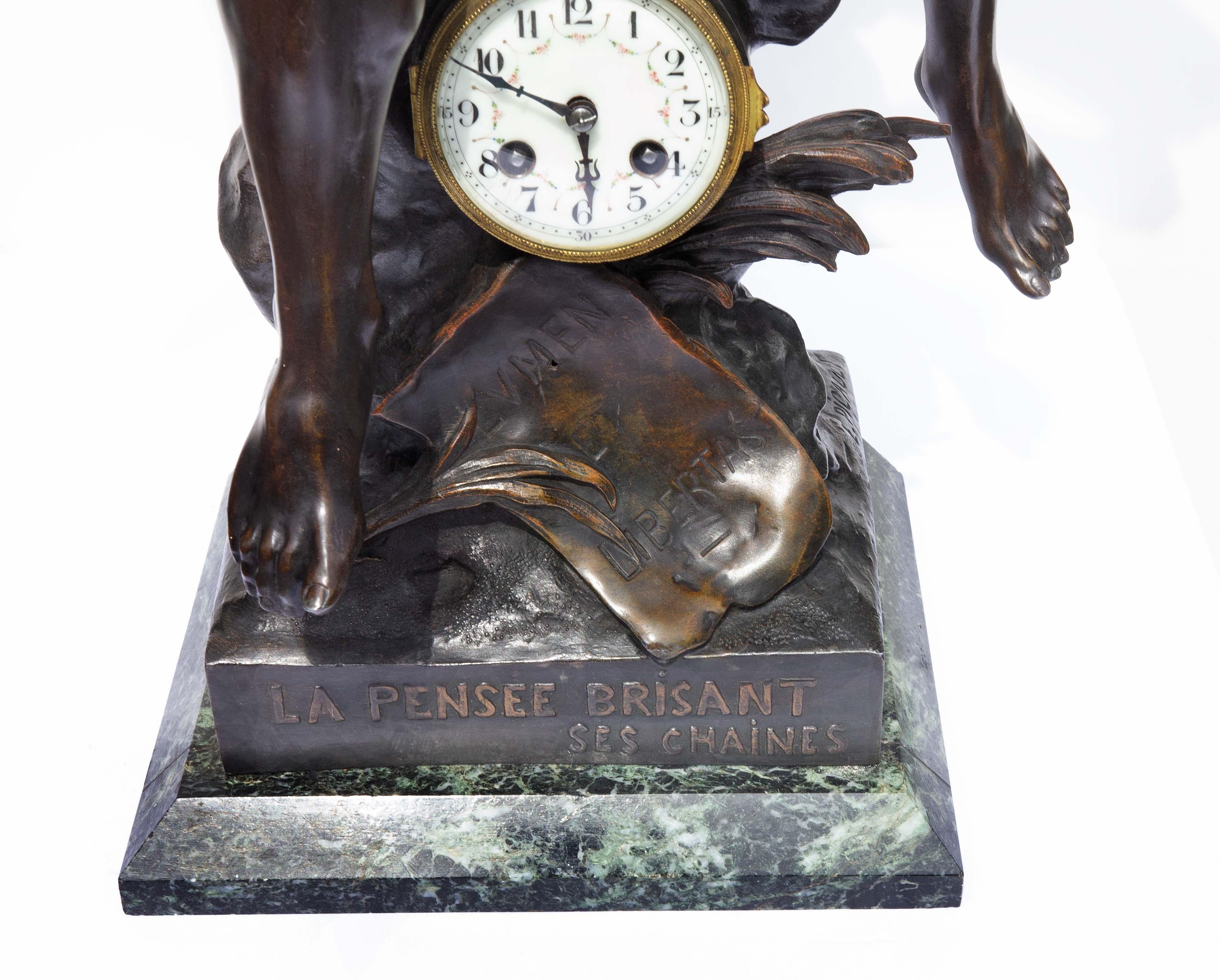 French Mythological Figural Clock After Emile Picault 19th Century 3