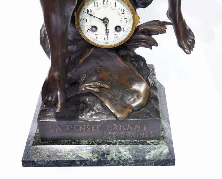 French Mythological Figural Clock After Emile Picault 19th Century For Sale 3