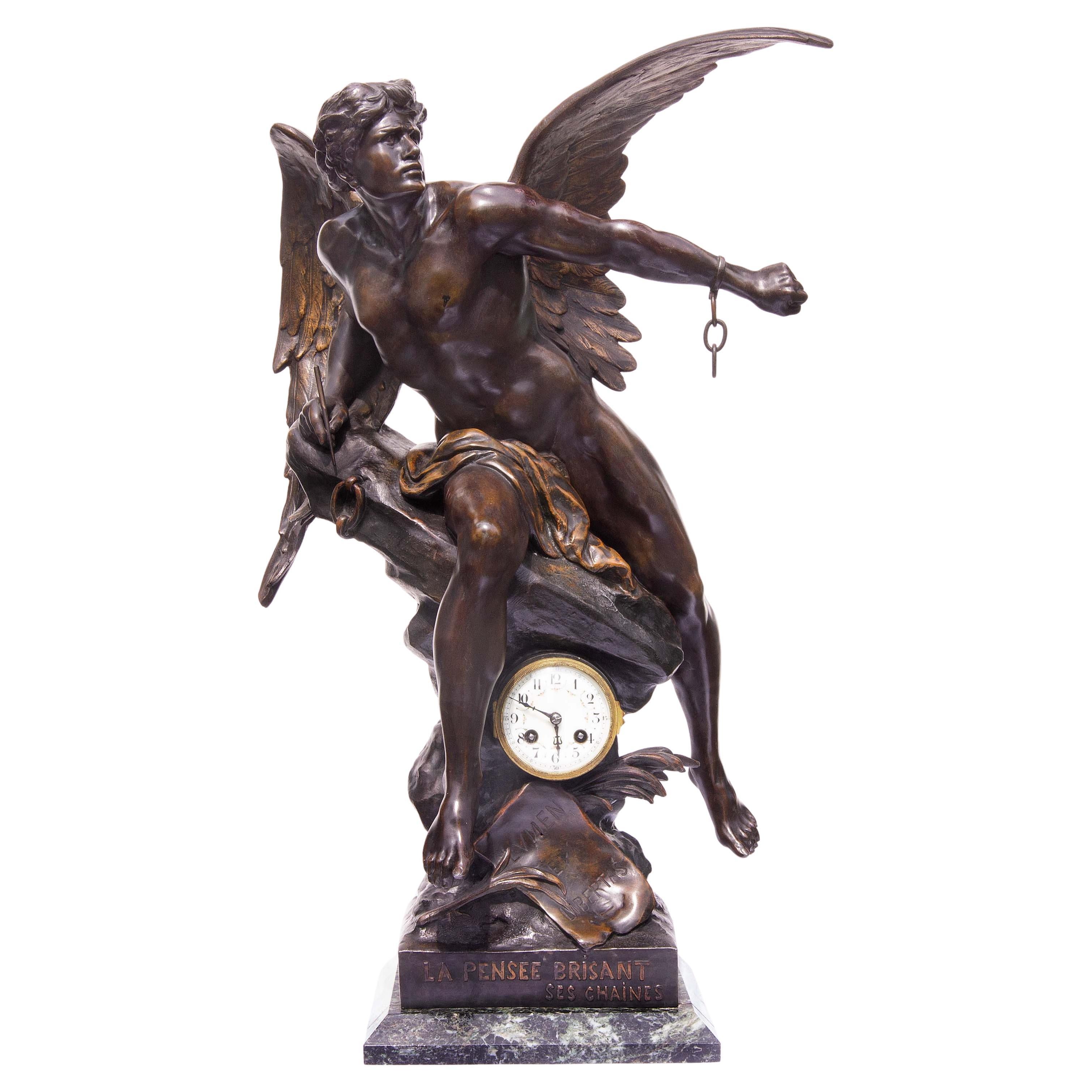 French Mythological Figural Clock After Emile Picault 19th Century