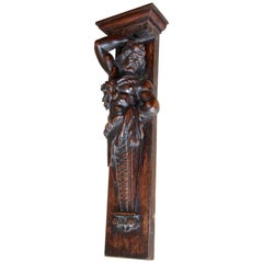 French Mythological Poseidon Architectural Carved Wood Wall Art