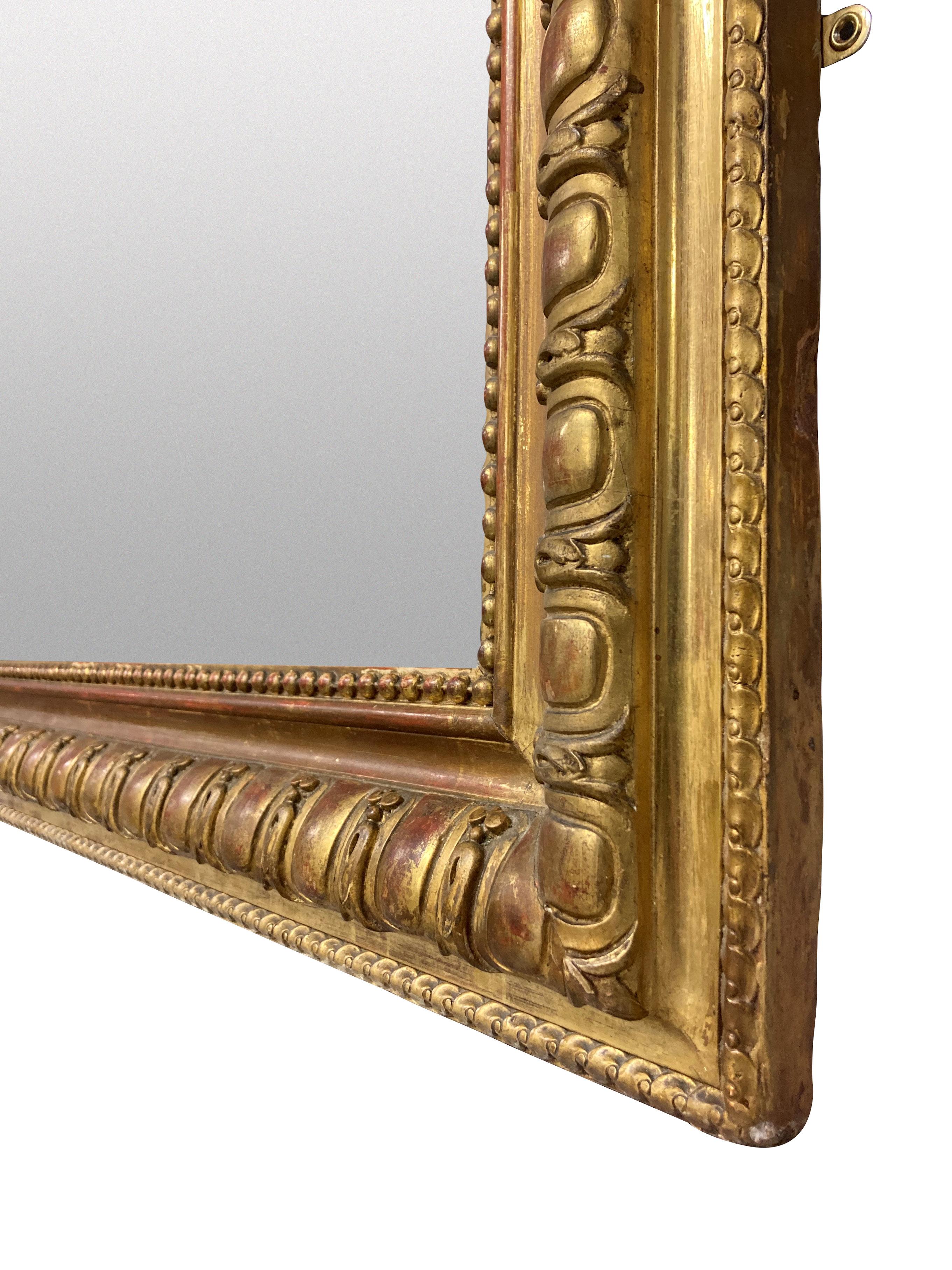 Mid-19th Century French Napoeon III Gt Wood Ovrmantle Mirror