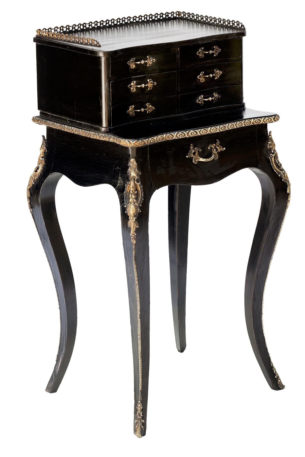 Napoleon III French Napolean Style Ebony Jewelry Chest /Seven Drawers For Sale