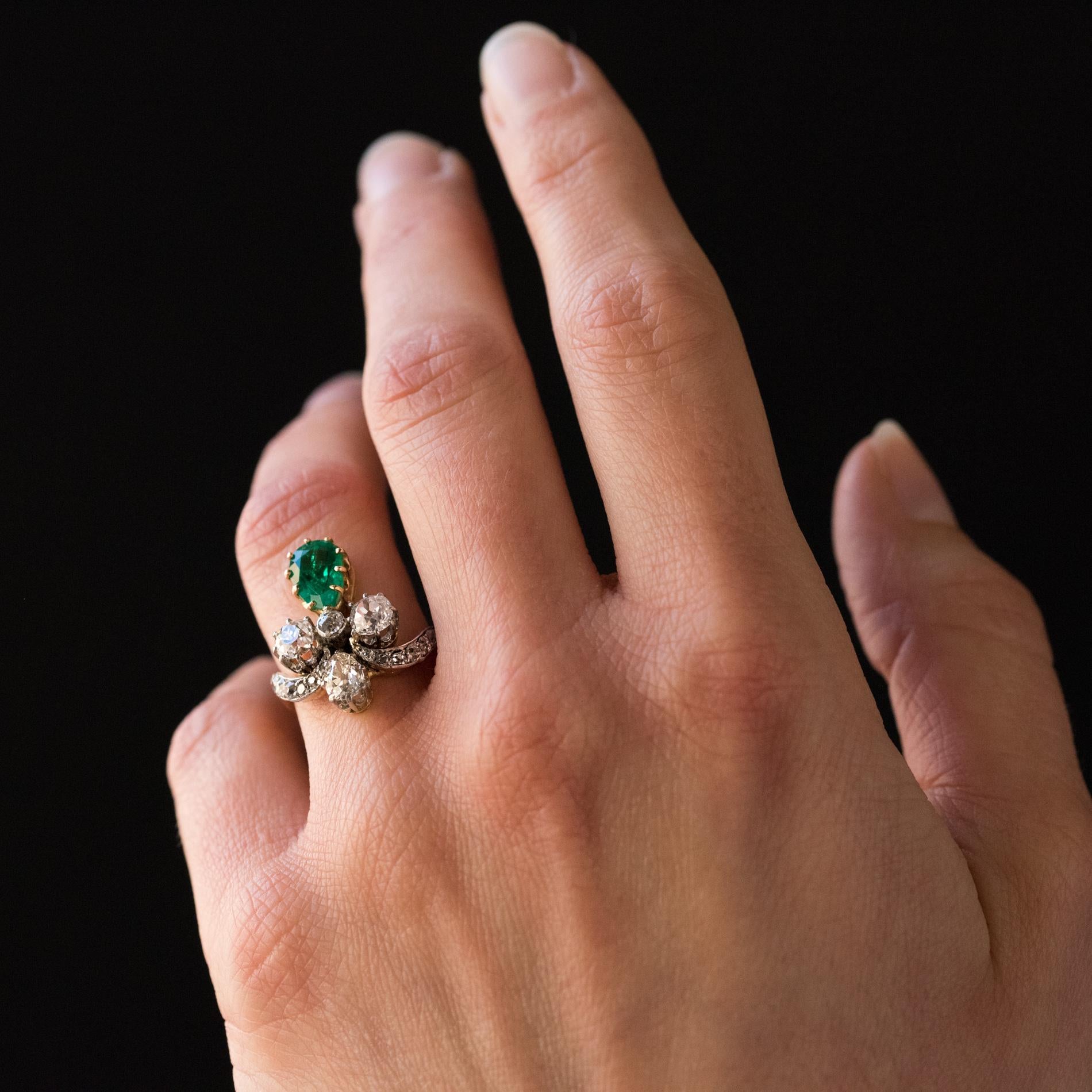 Napoleon III French Napoleon 3 1850s Emerald Diamond Duchess Ring
