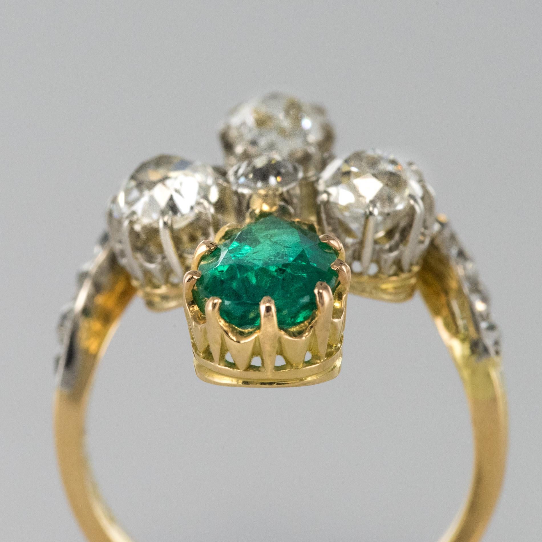 Women's French Napoleon 3 1850s Emerald Diamond Duchess Ring