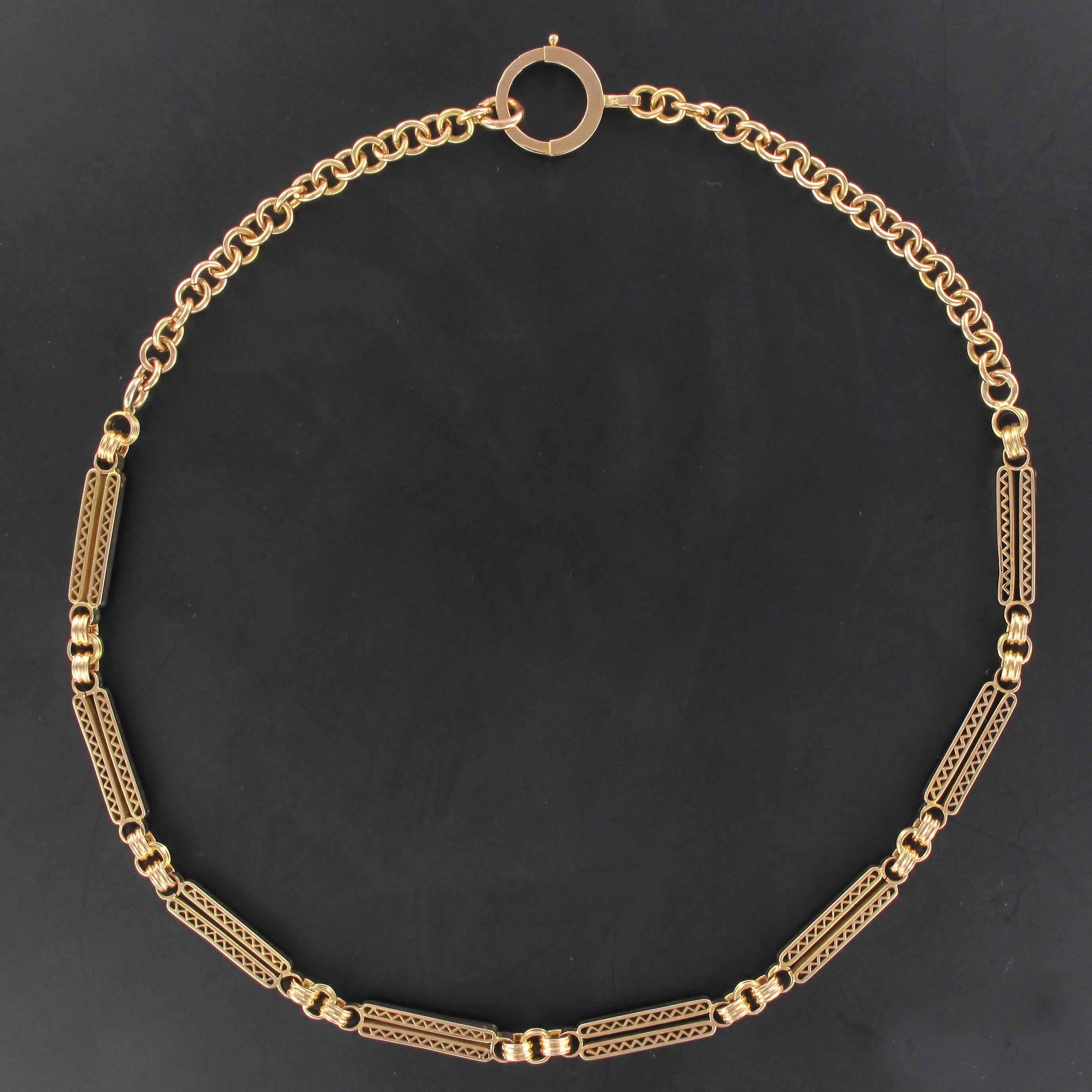 French Napoleon 3 19th Century 18 Karats Rose Gold Watch Chain Necklace In Good Condition In Poitiers, FR
