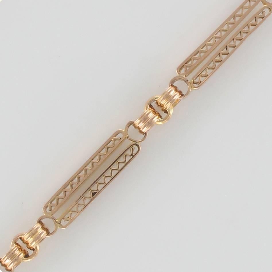 Women's French Napoleon 3 19th Century 18 Karats Rose Gold Watch Chain Necklace