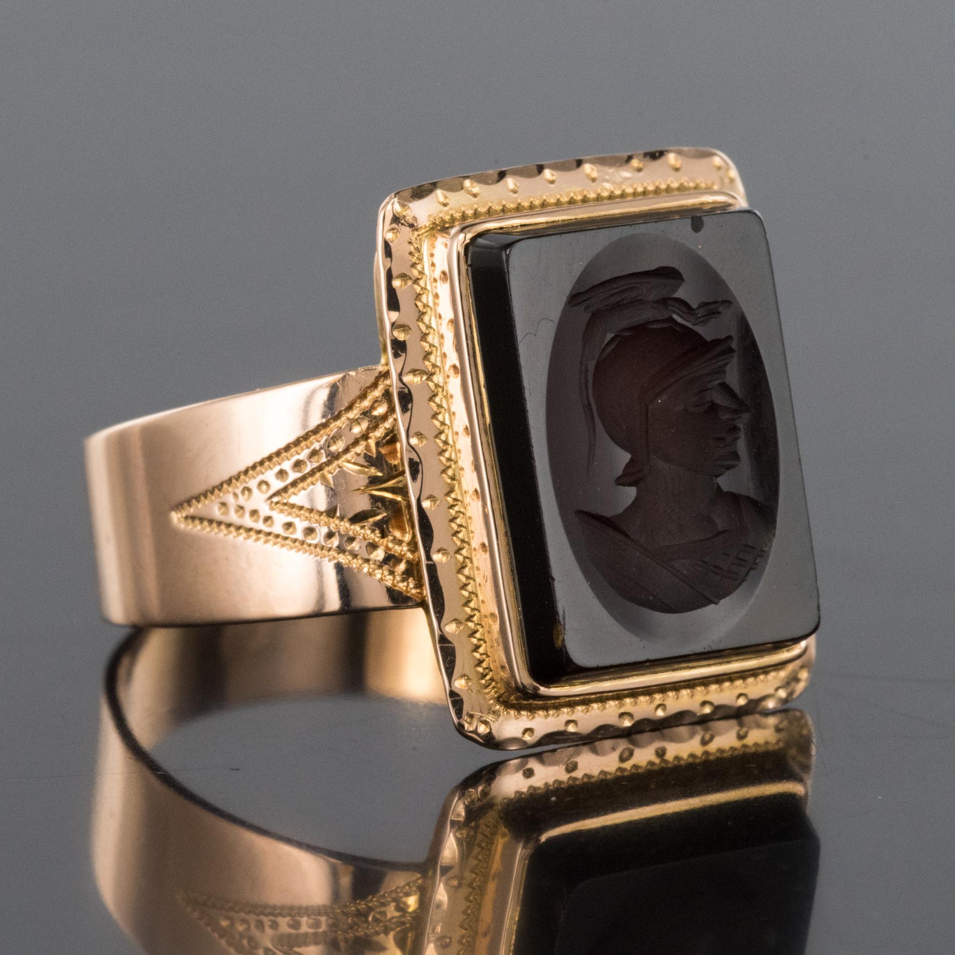 French Napoleon Third 19th Century Carnelian Intaglio Gold Signet Ring 2