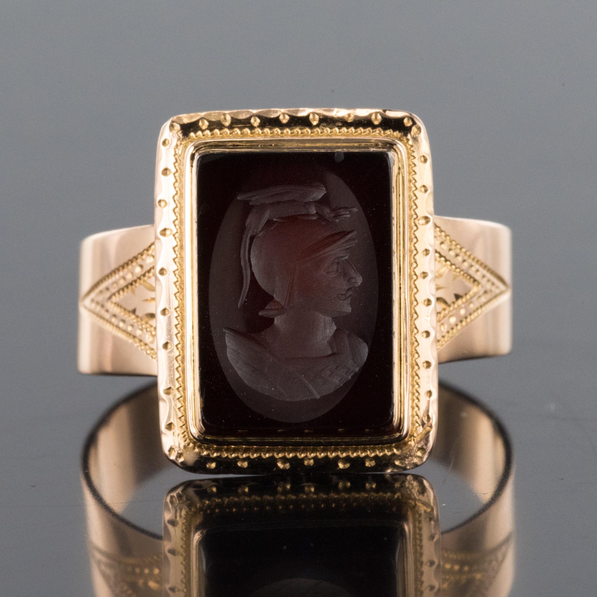 French Napoleon Third 19th Century Carnelian Intaglio Gold Signet Ring 3